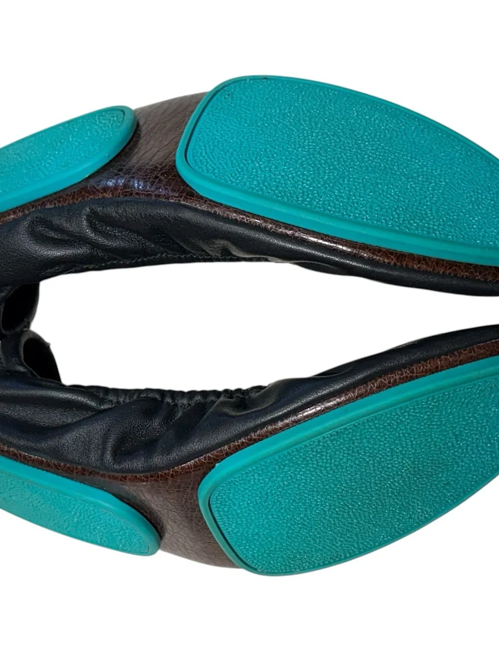 Tieks Black Leather Ballet Flats with Teal Trim Size 9 - Picture 5 of 7